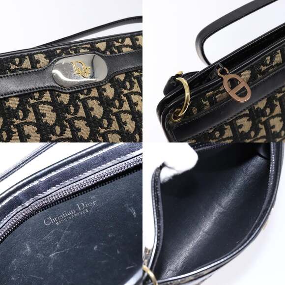 DIOR Trotter Canvas Shoulder Bag Navy Gold - Picture 11 of 12